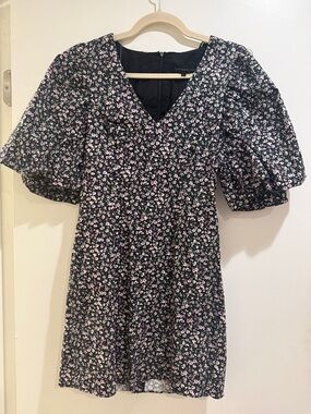 Endless Rose Black Mini Dress with Pink and White Floral Print